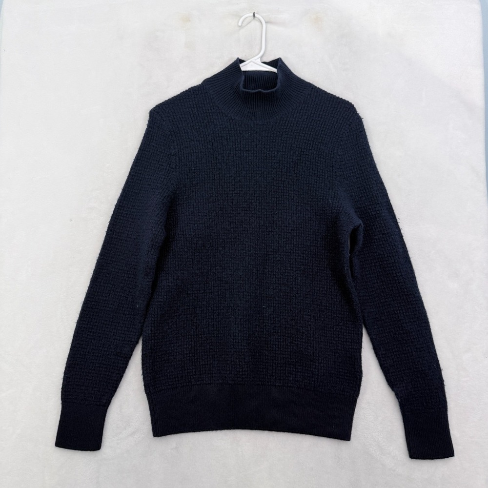 Hugo Boss Sweater Mens XL Blue Wool Blend Stretch Mock Neck